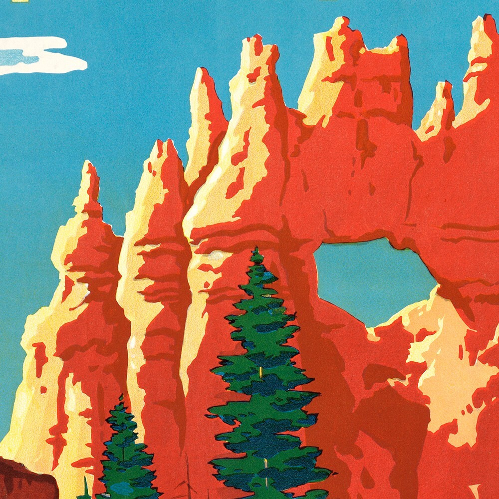 24"" X 36"" Vintage 1950S Bryce Canyon National Park Wall Art
