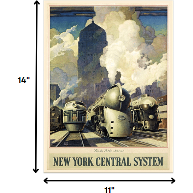 11"" X 14"" New York Railroad Vintage Travel Poster Wall Art