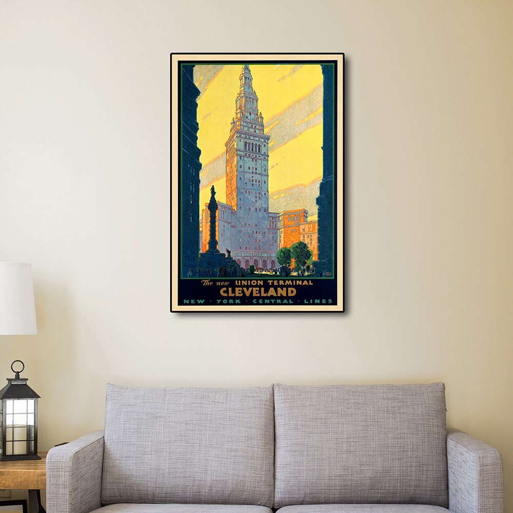 36"" X 54"" Cleveland Union Terminal Vintage Travel Poster Wall Art