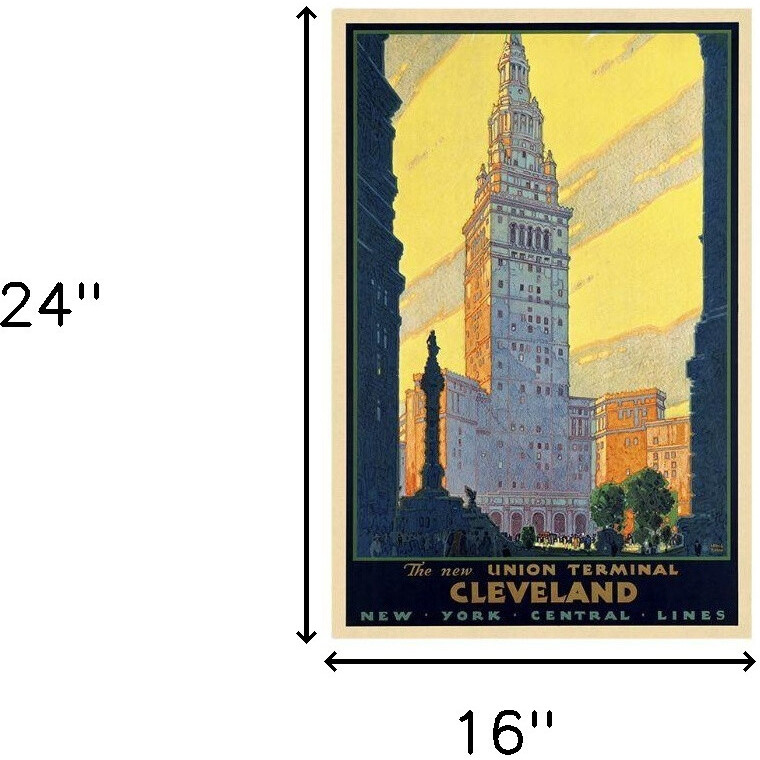 16"" X 24"" Cleveland Union Terminal Vintage Travel Poster Wall Art