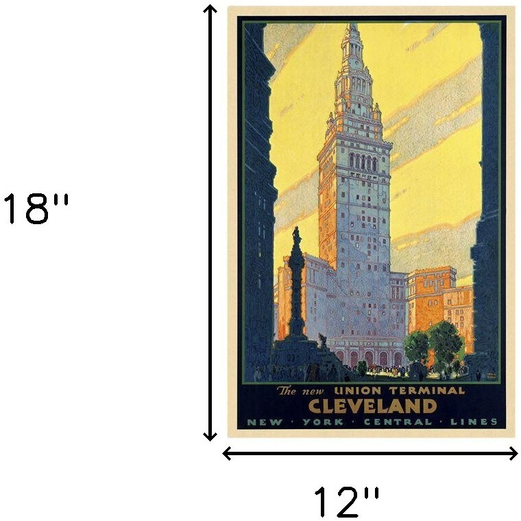 12"" X 18"" Cleveland Union Terminal Vintage Travel Poster Wall Art