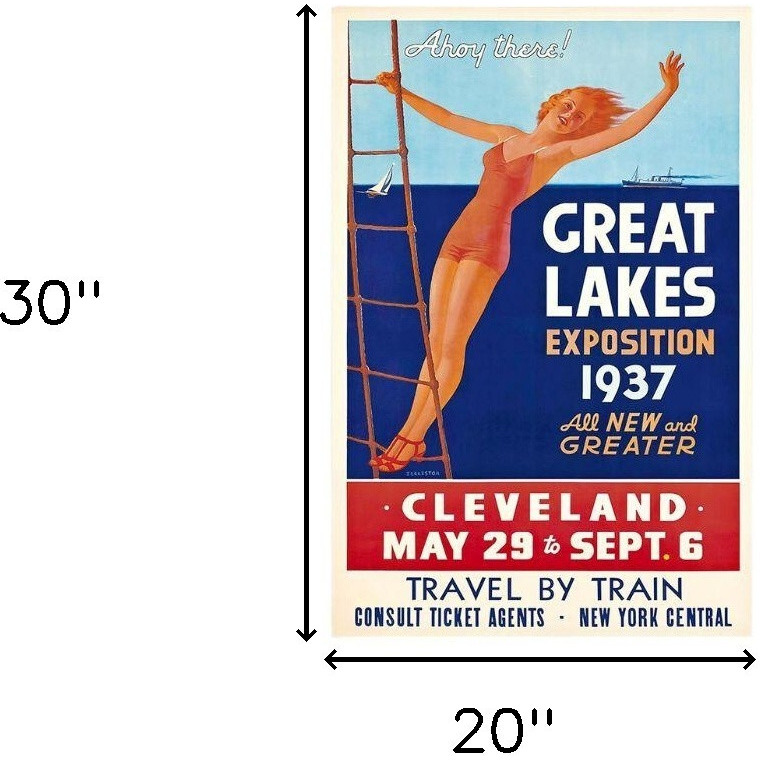 20"" X 30"" Great Lakes 1937 Vintage Travel Poster Wall Art