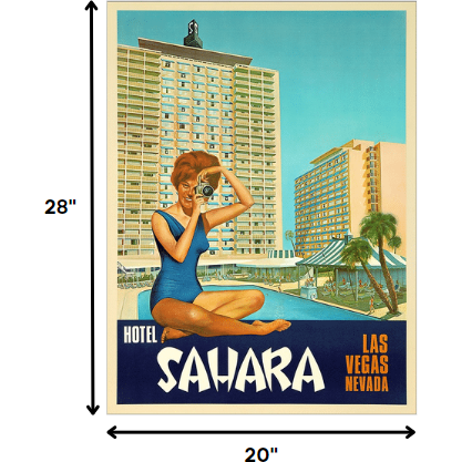 20"" X 28"" Hotel Sahara C1960S Las Vegas Vintage Travel Poster Wall Art