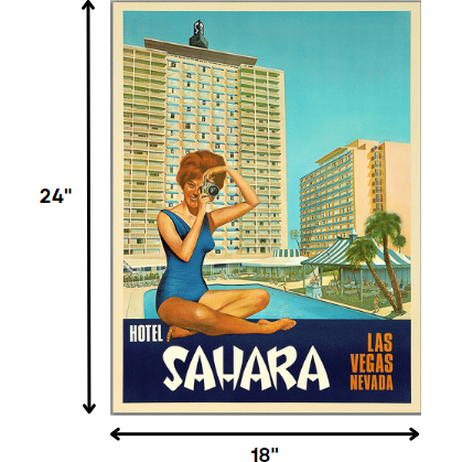 18"" X 24"" Hotel Sahara C1960S Las Vegas Vintage Travel Poster Wall Art