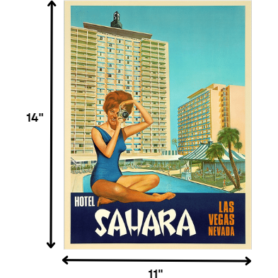11"" X 14"" Hotel Sahara C1960S Las Vegas Vintage Travel Poster Wall Art