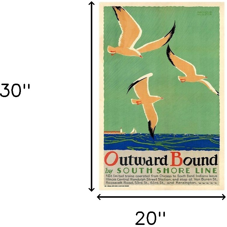 20"" X 30"&quotBirds Over Lake Michigan C1929 Vintage Travel Poster Wall Art