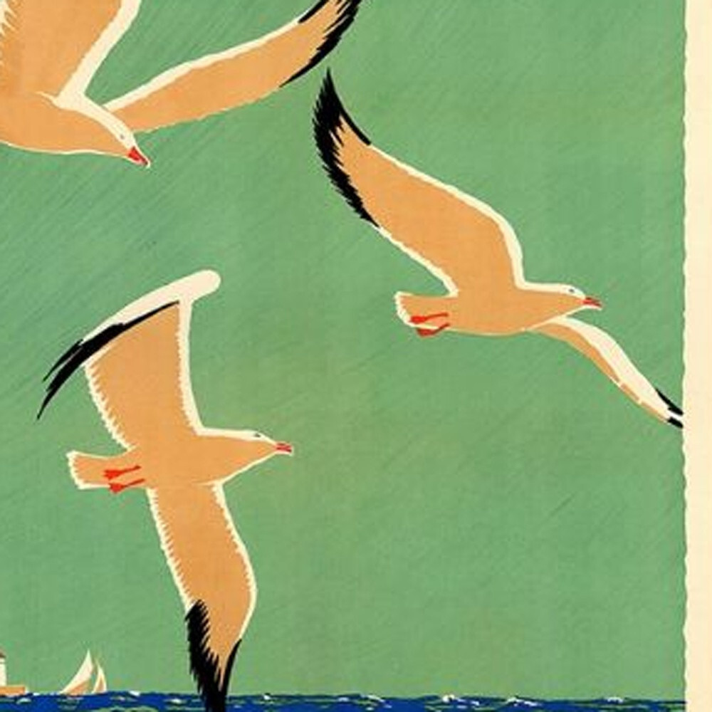 12"" X 18"" Birds Over Lake Michigan C1929 Vintage Travel Poster Wall Art