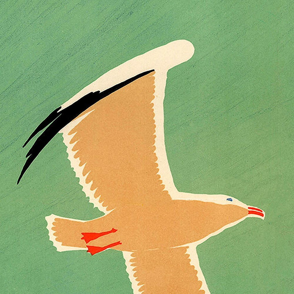 9"" X 12"" Birds Over Lake Michigan C1929 Vintage Travel Poster Wall Art