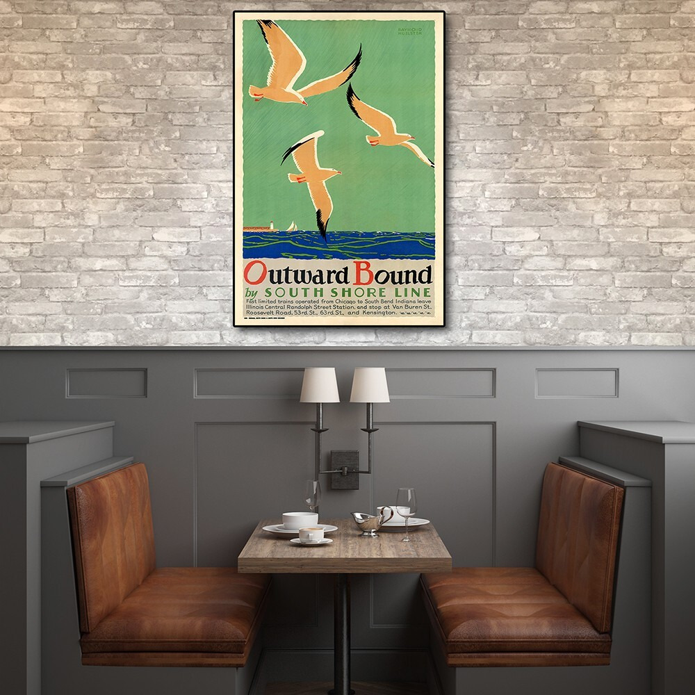 9"" X 12"" Birds Over Lake Michigan C1929 Vintage Travel Poster Wall Art
