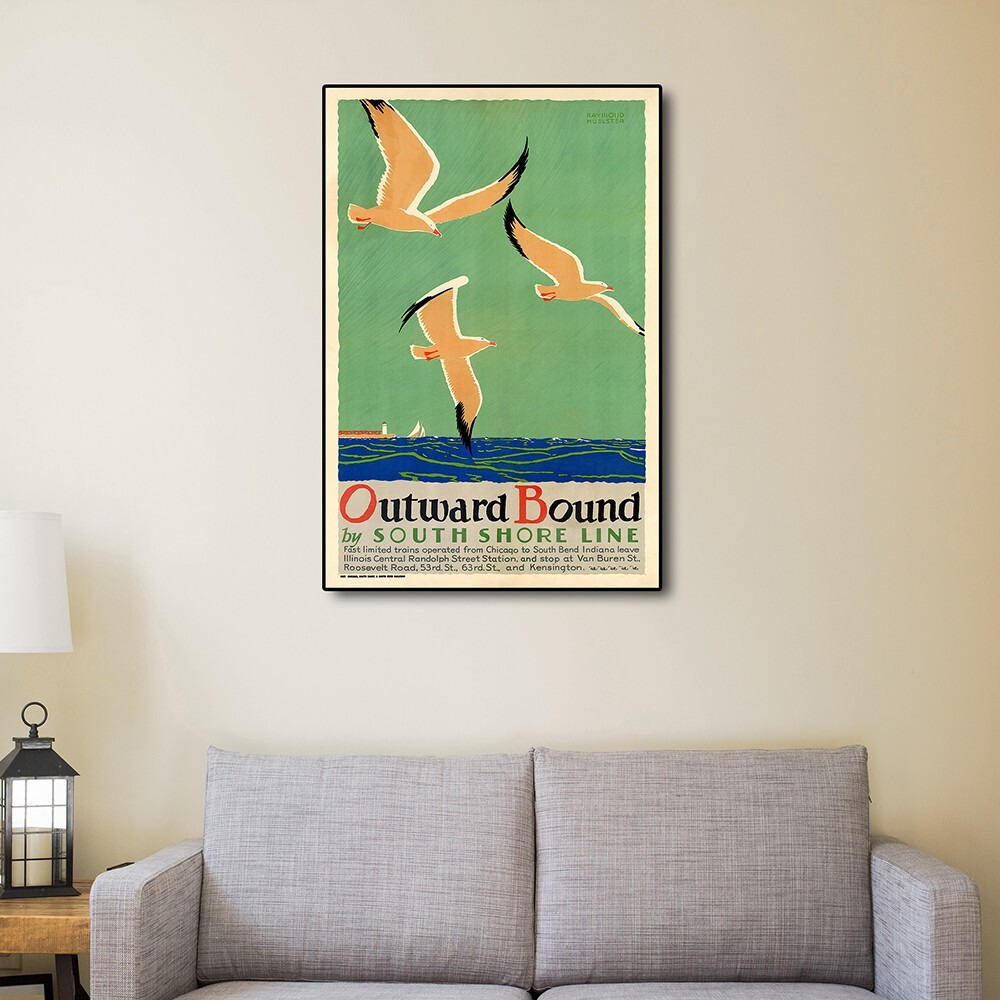 9"" X 12"" Birds Over Lake Michigan C1929 Vintage Travel Poster Wall Art
