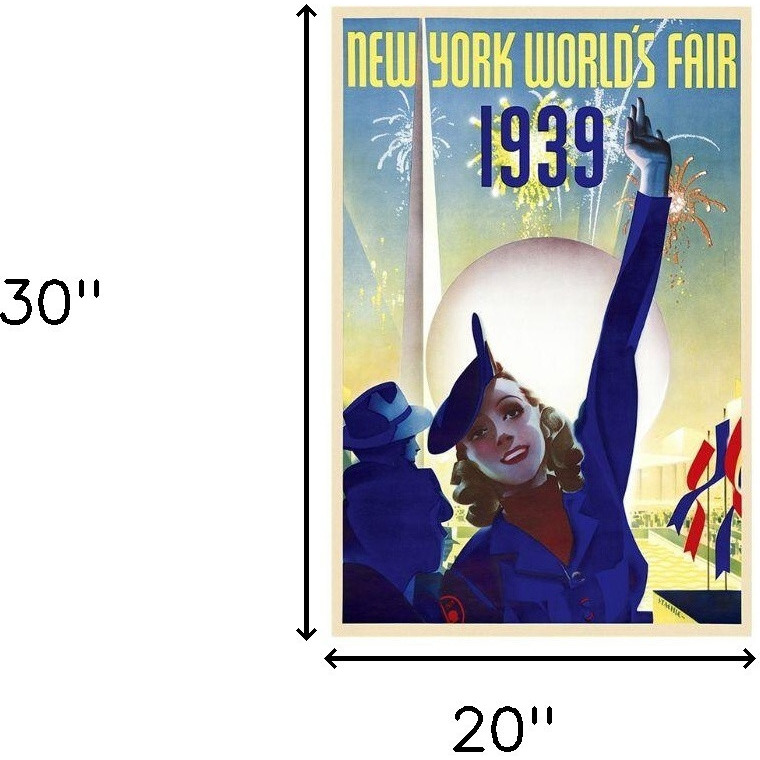 20"" X 30"" New York 1939 World's Fair Vintage Travel Poster Wall Art