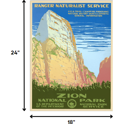 18"" X 24"" Zion National Park C1938 Vintage Travel Poster Wall Art