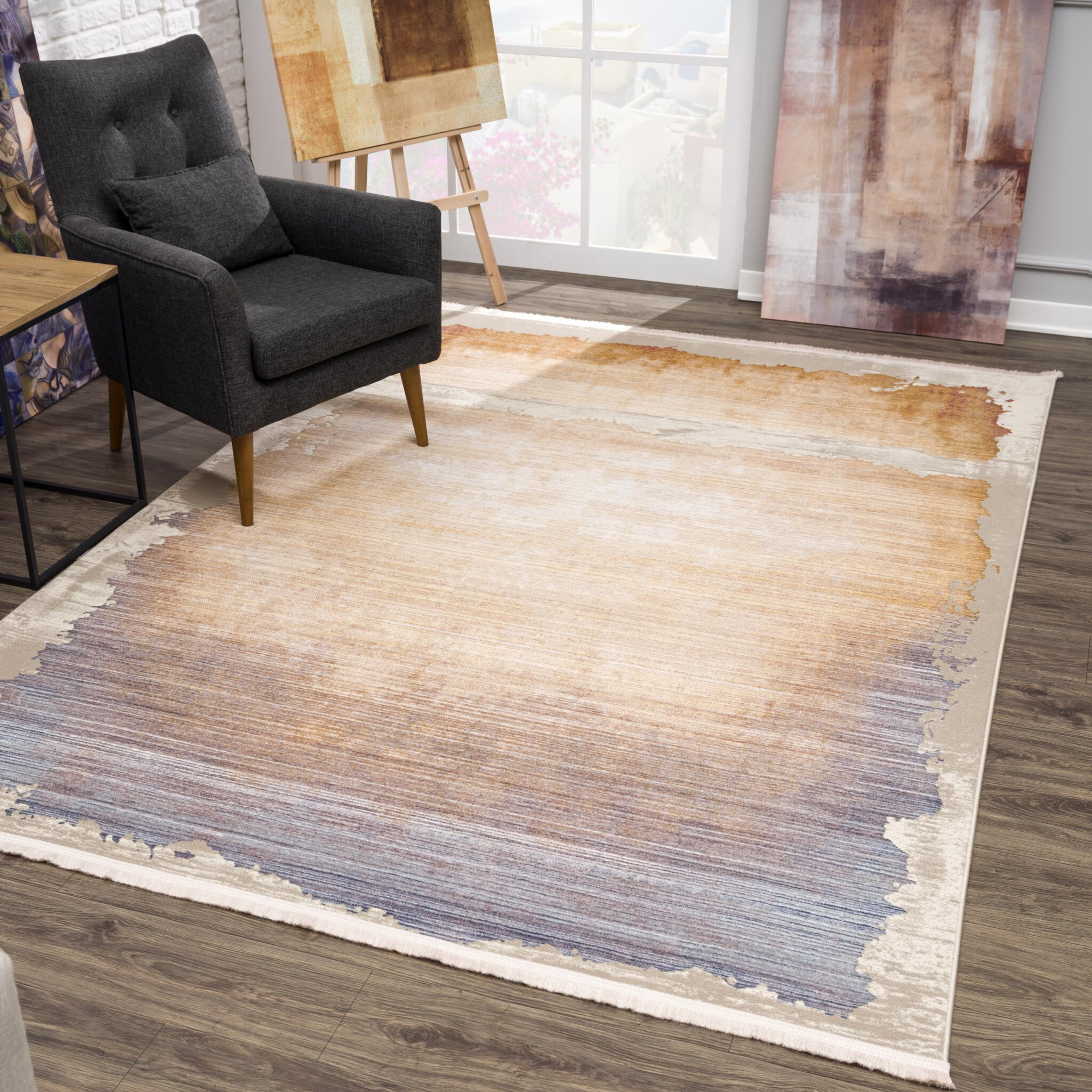 4 X 6 Beige Faded Sunset Area Rug