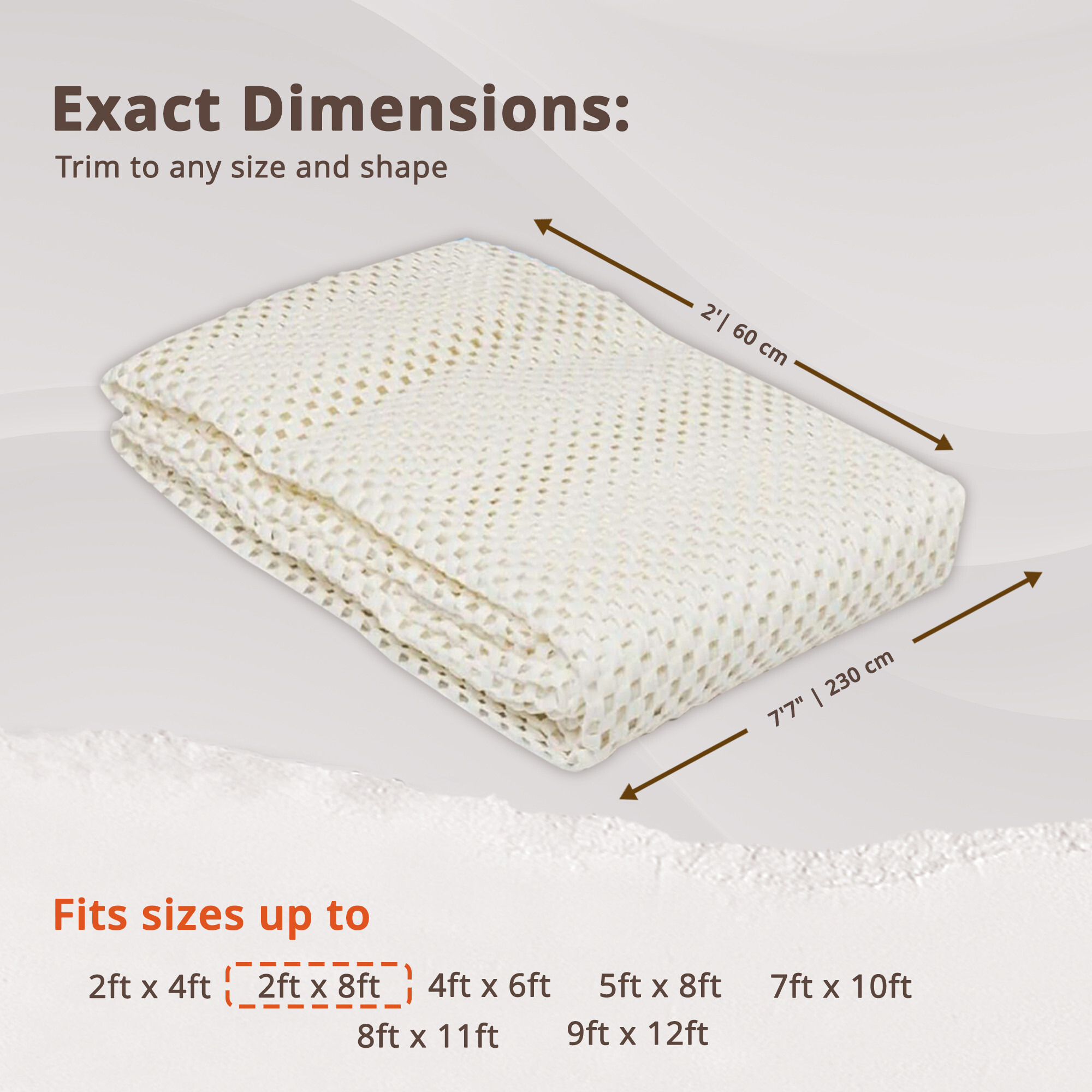 2' X 8' Ivory King's Premium Non Slip Rug Pad