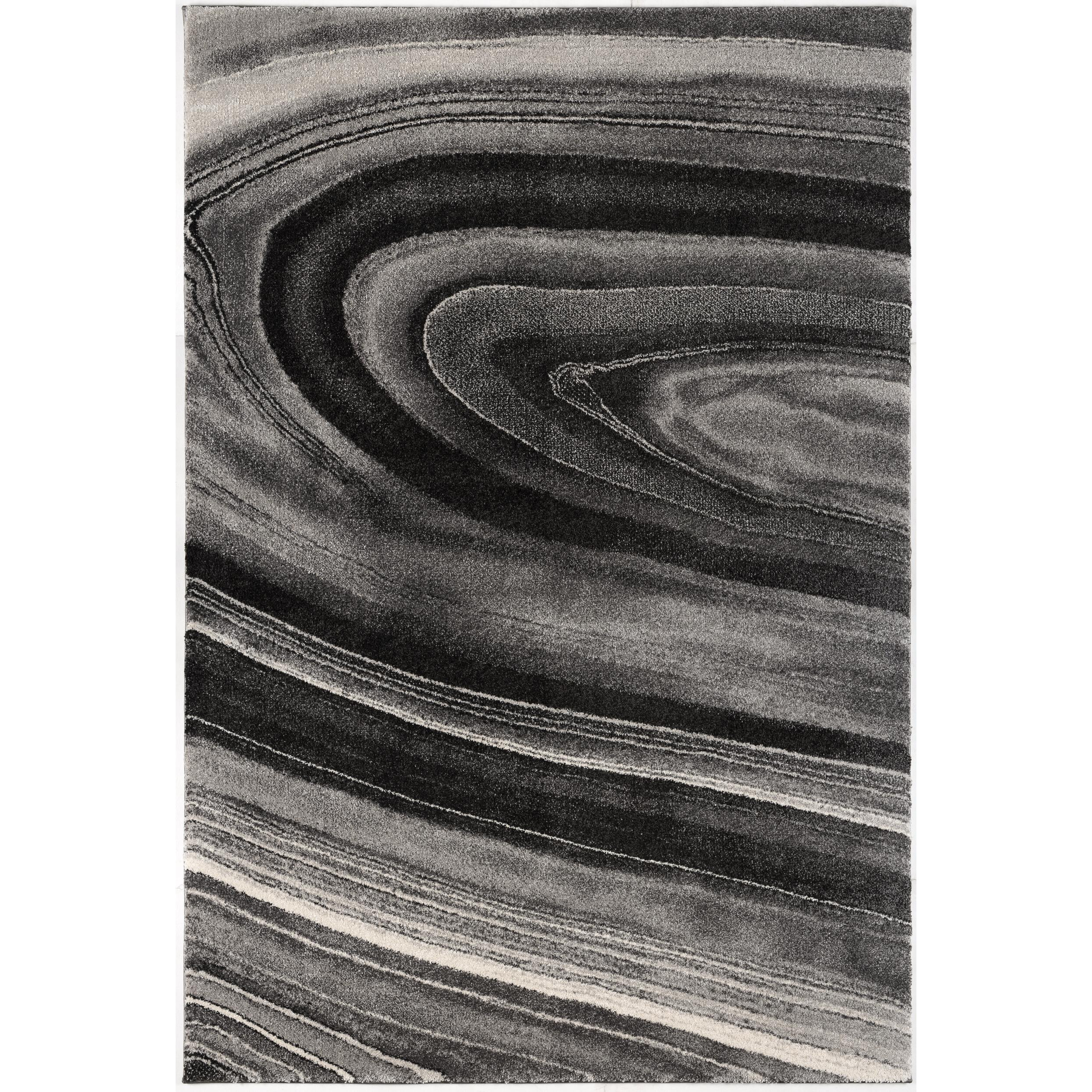 5 X 8 Dark Gray Abstract Illusional Area Rug