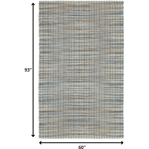 5 X 8 Navy And Natural Interwoven Area Rug