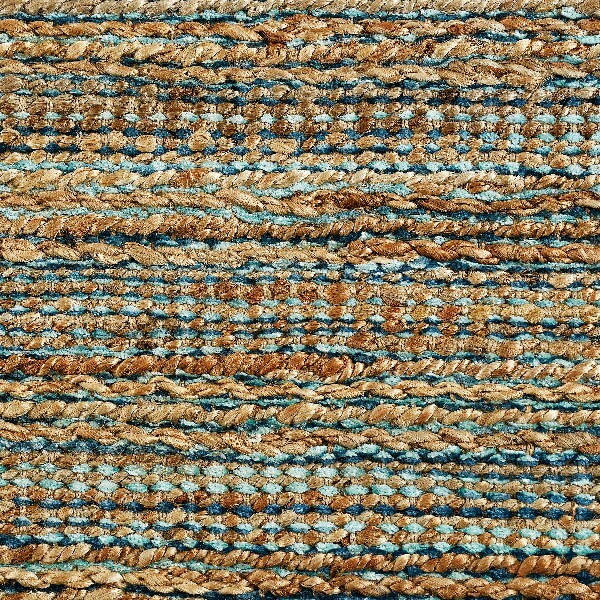 9 X 12 Teal And Natural Braided Jute Area Rug