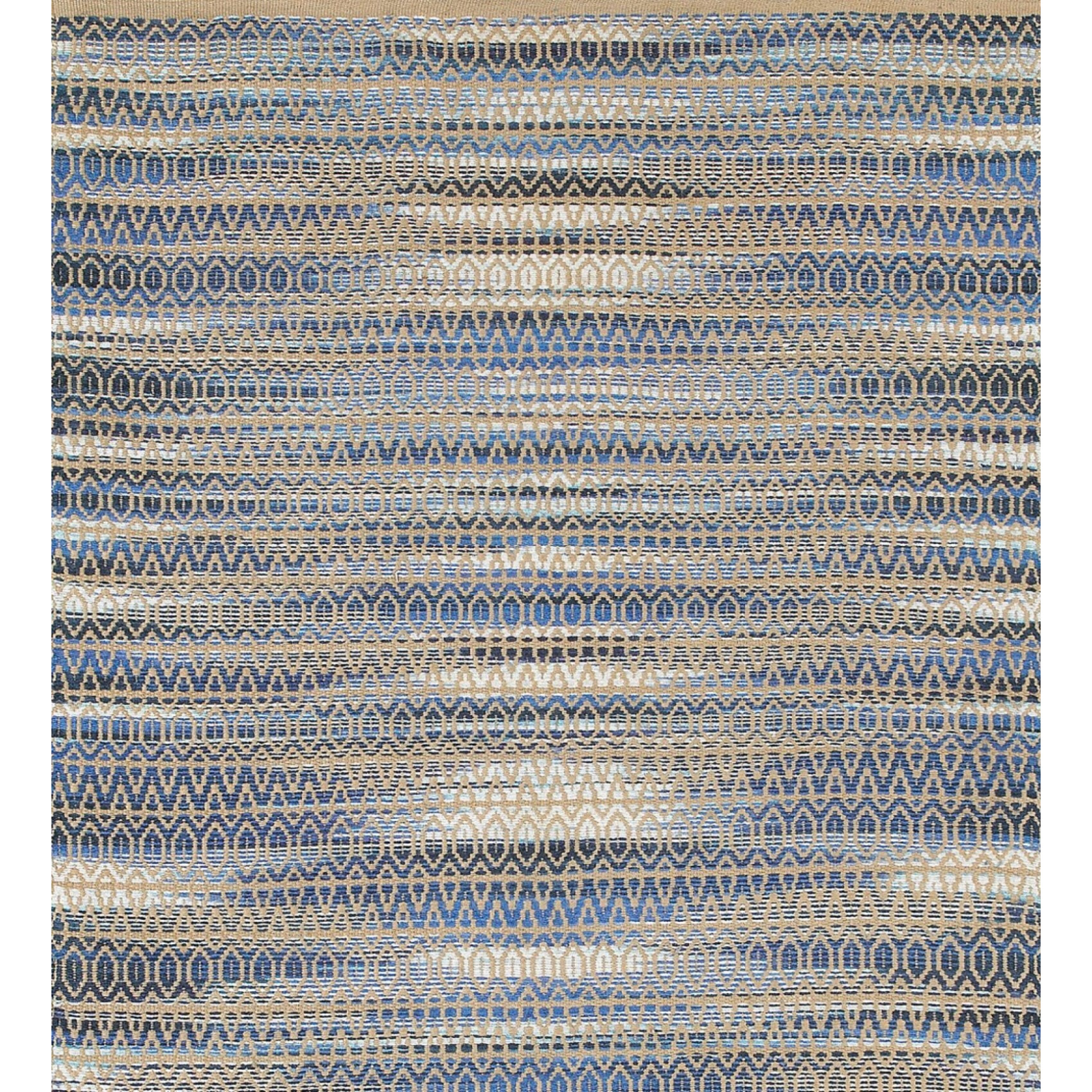 9 X 12 Round Navy And Tan Striated Area Rug