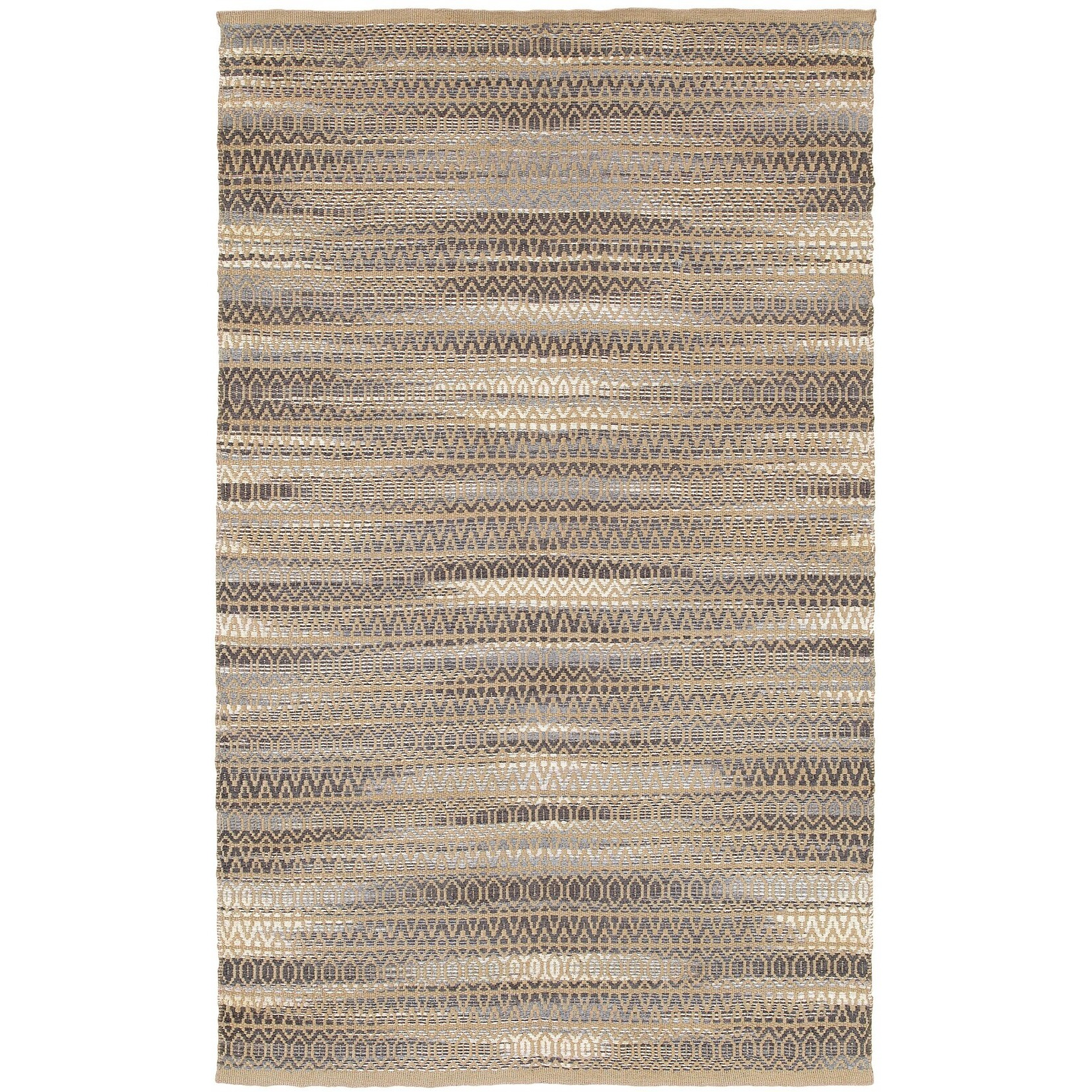 9 X 12 Gray And Tan Striated Runner Rug
