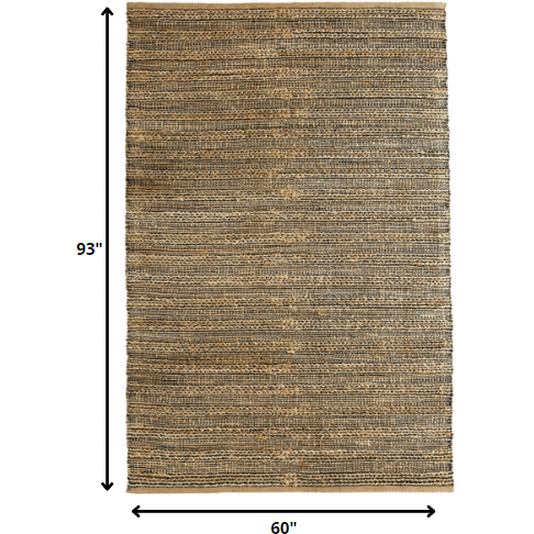 5 X 8 Gray And Natural Braided Striped Area Rug