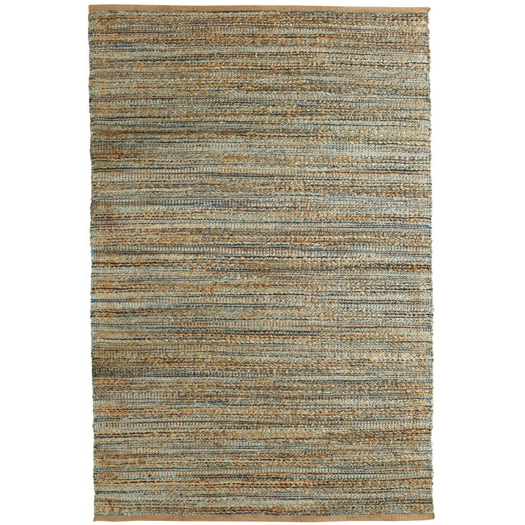 9 X 12 Blue And Natural Braided Jute Area Rug
