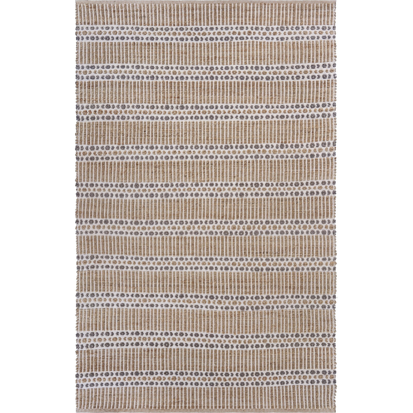 8 X 10 Tan And Gray Detailed Stripes Area Rug