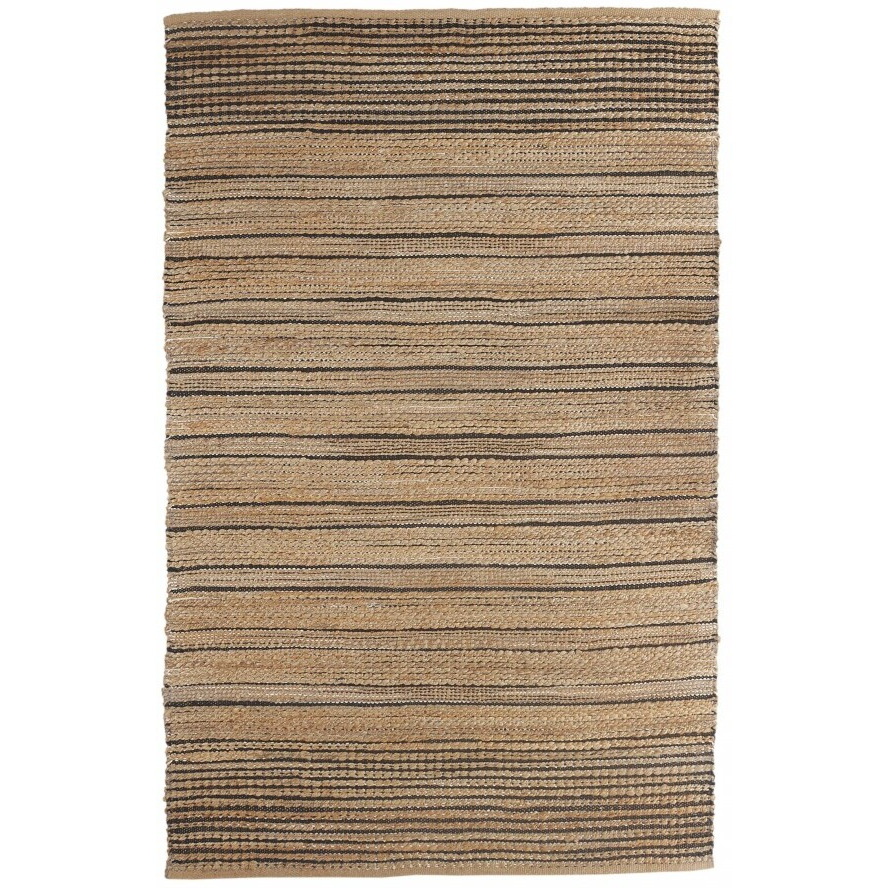 5 X 8 Tan And Black Eclectic Striped Area Rug