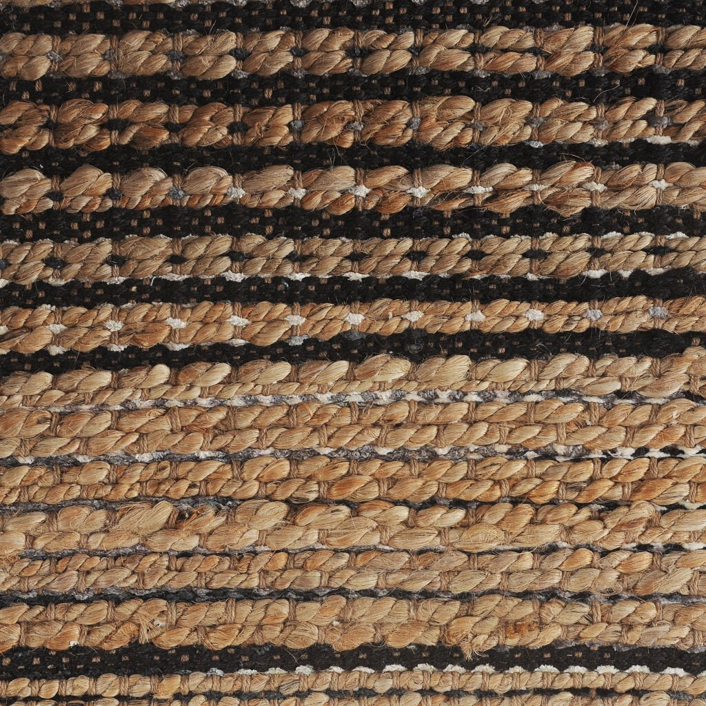 5 X 8 Tan And Black Eclectic Striped Area Rug