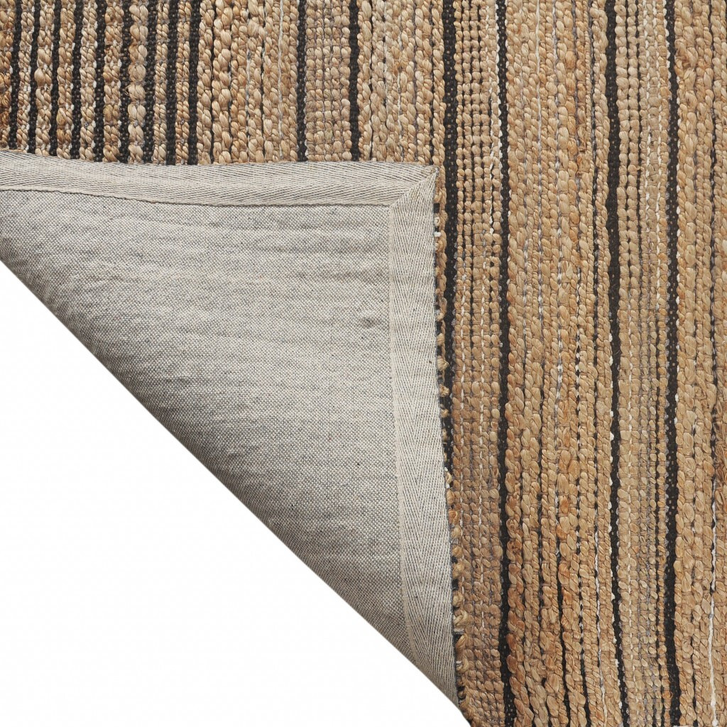 5 X 8 Tan And Black Eclectic Striped Area Rug