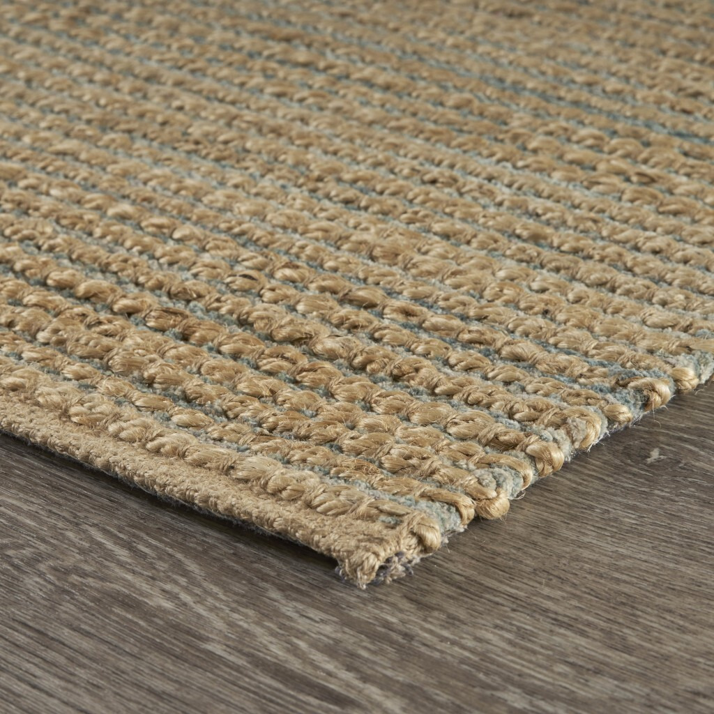 8 X 10 Tan And Blue Undertone Striated Area Rug