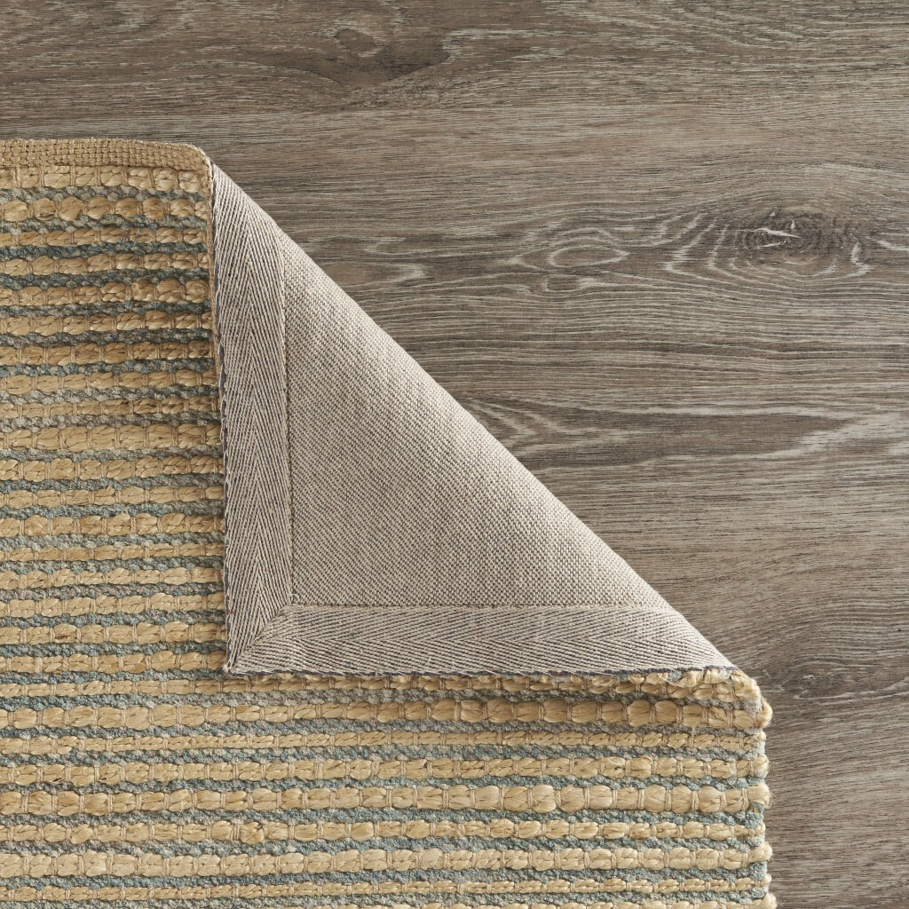 8 X 10 Tan And Blue Undertone Striated Area Rug