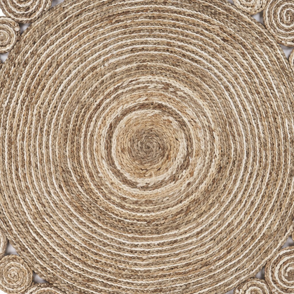 8 Round Natural Coiled Area Rug