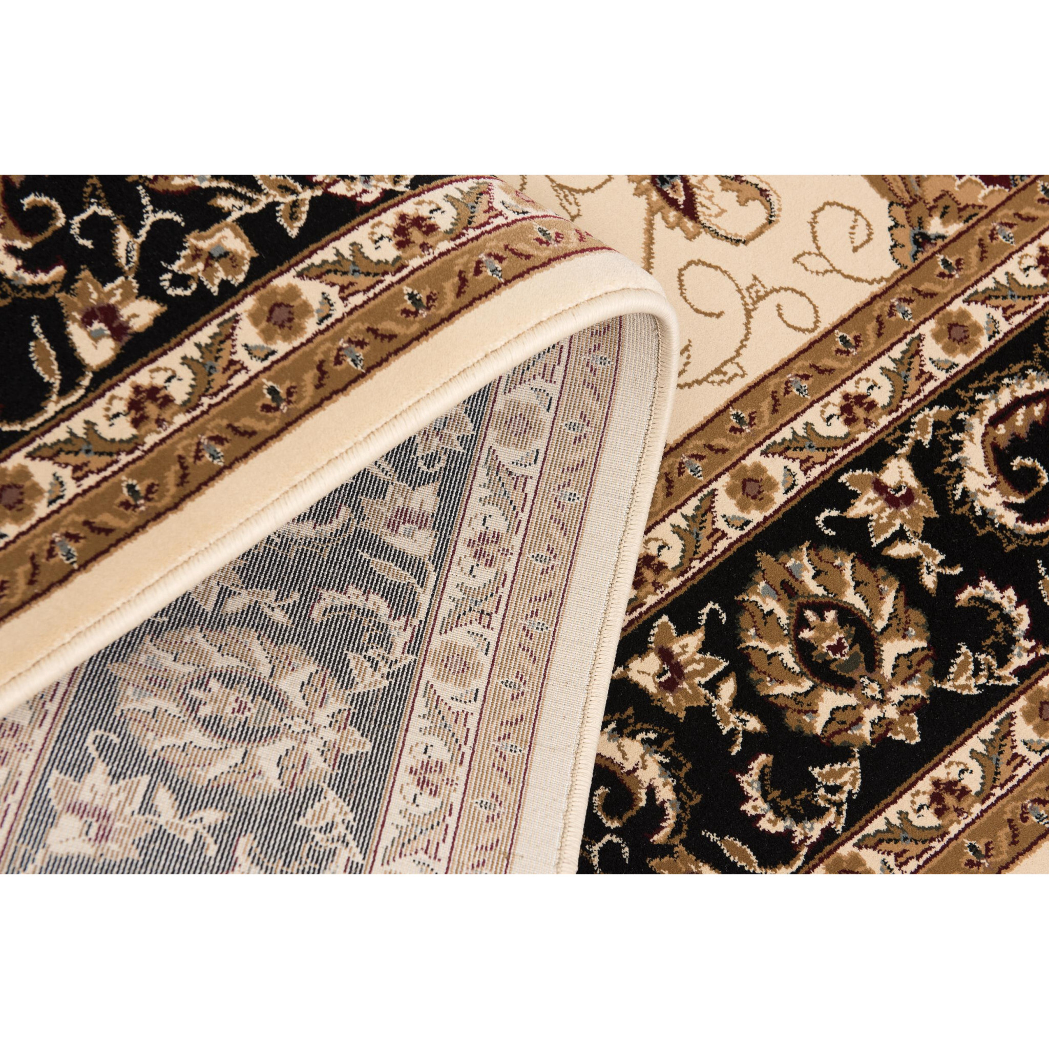 7 X 9 Cream And Black Decorative Area Rug