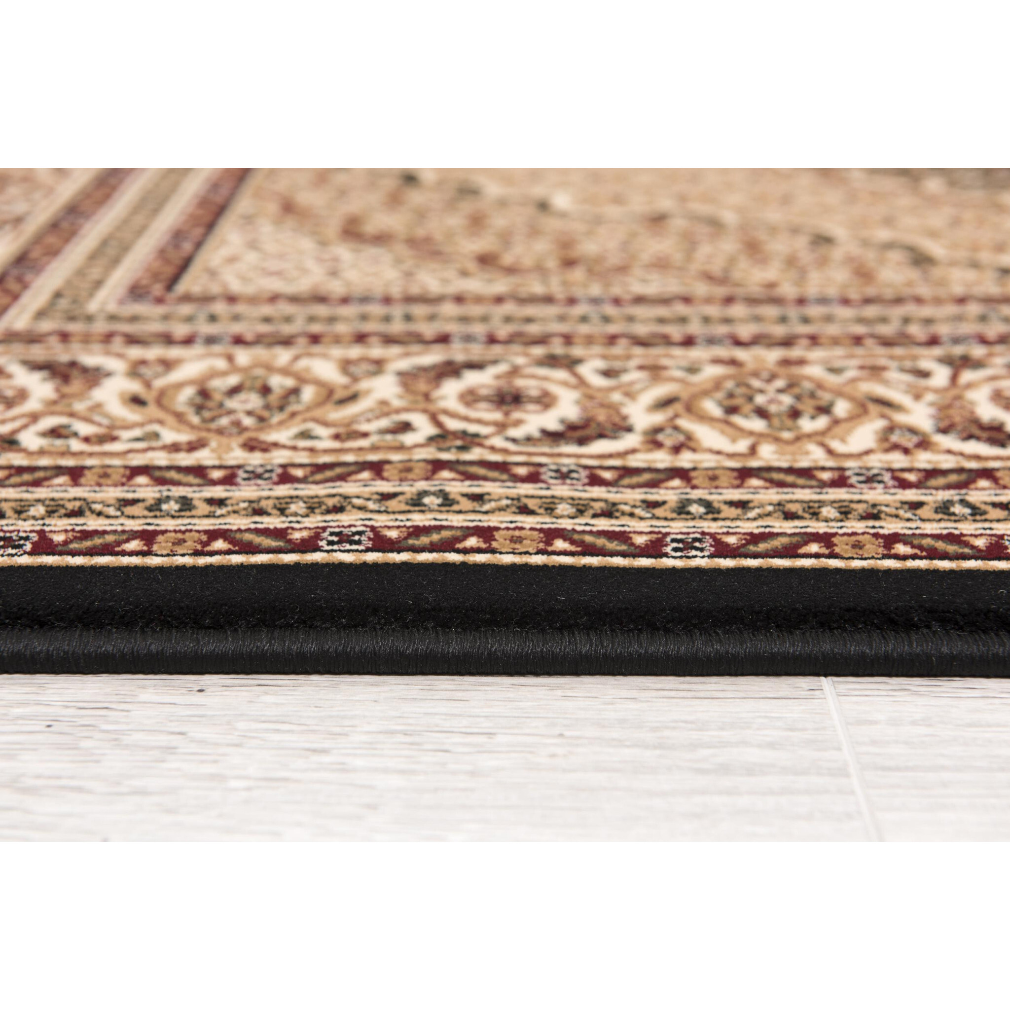 3 X 10 Black And Beige Medallion Runner Rug
