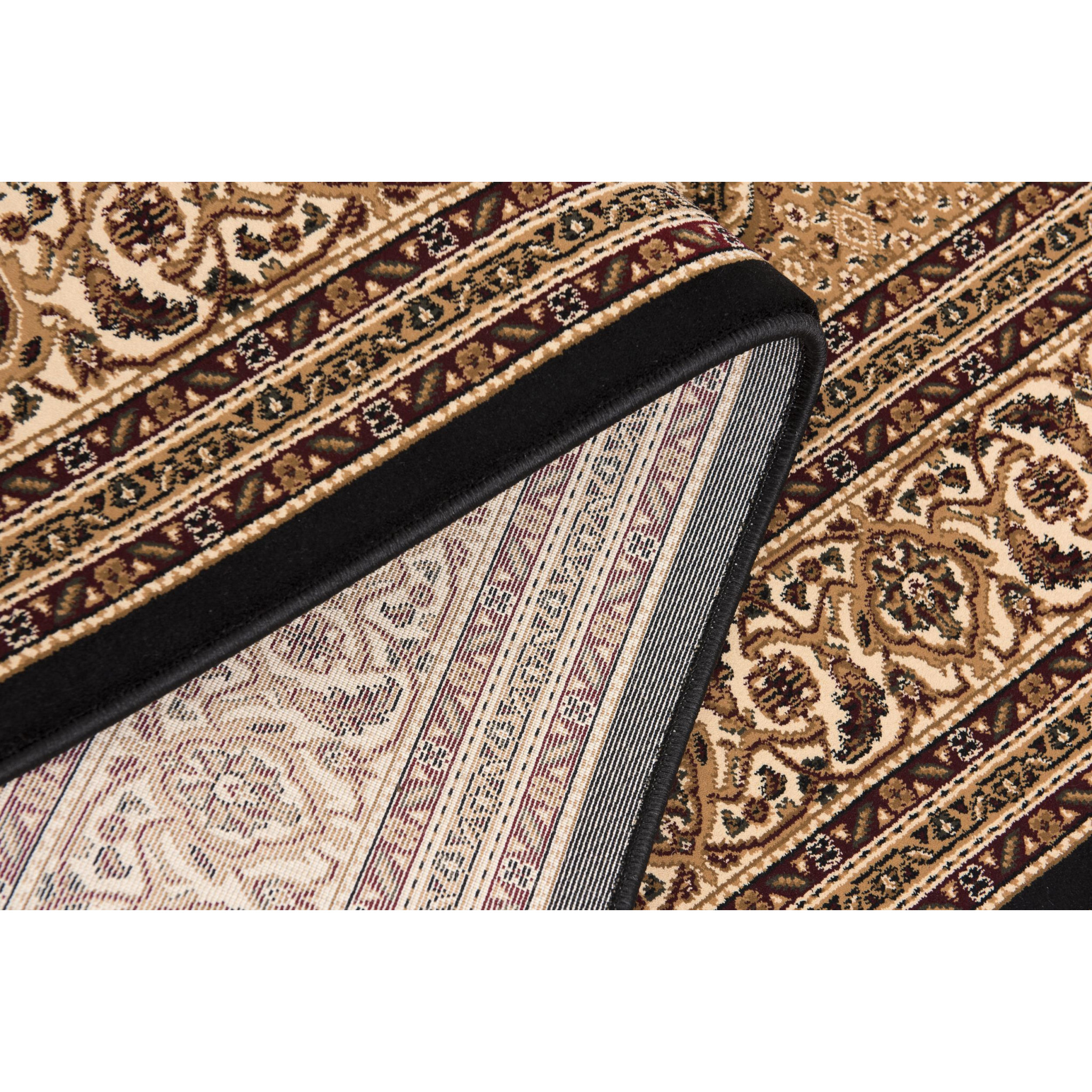 5 X 8 Black And Beige Medallion Area Rug