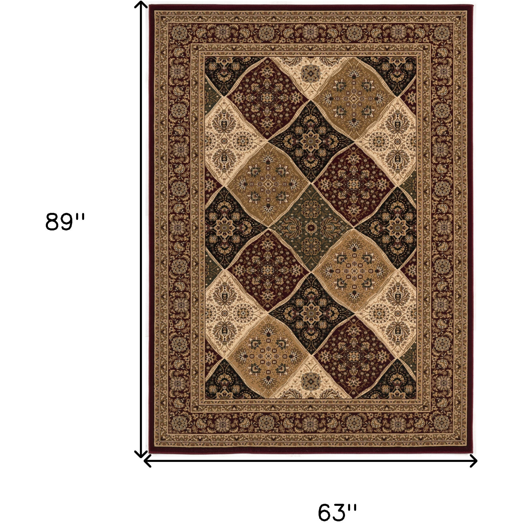 5 X 8 Red Decorative Diamonds Area Rug