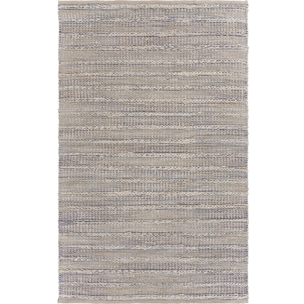 8 X 10 Blue And Cream Braided Jute Area Rug