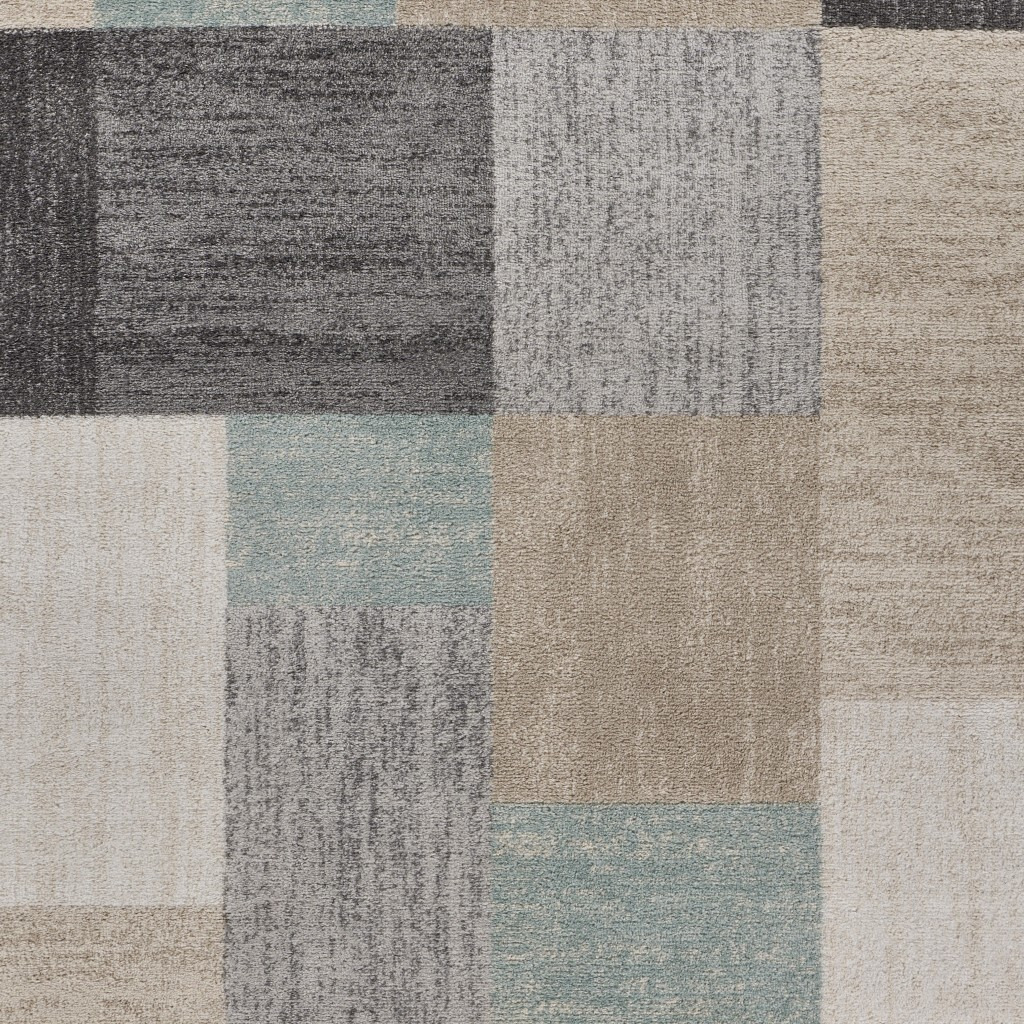 5 X 7 Beige And Black Modern Blocks Area Rug