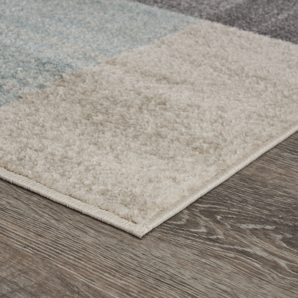 5 X 7 Beige And Black Modern Blocks Area Rug