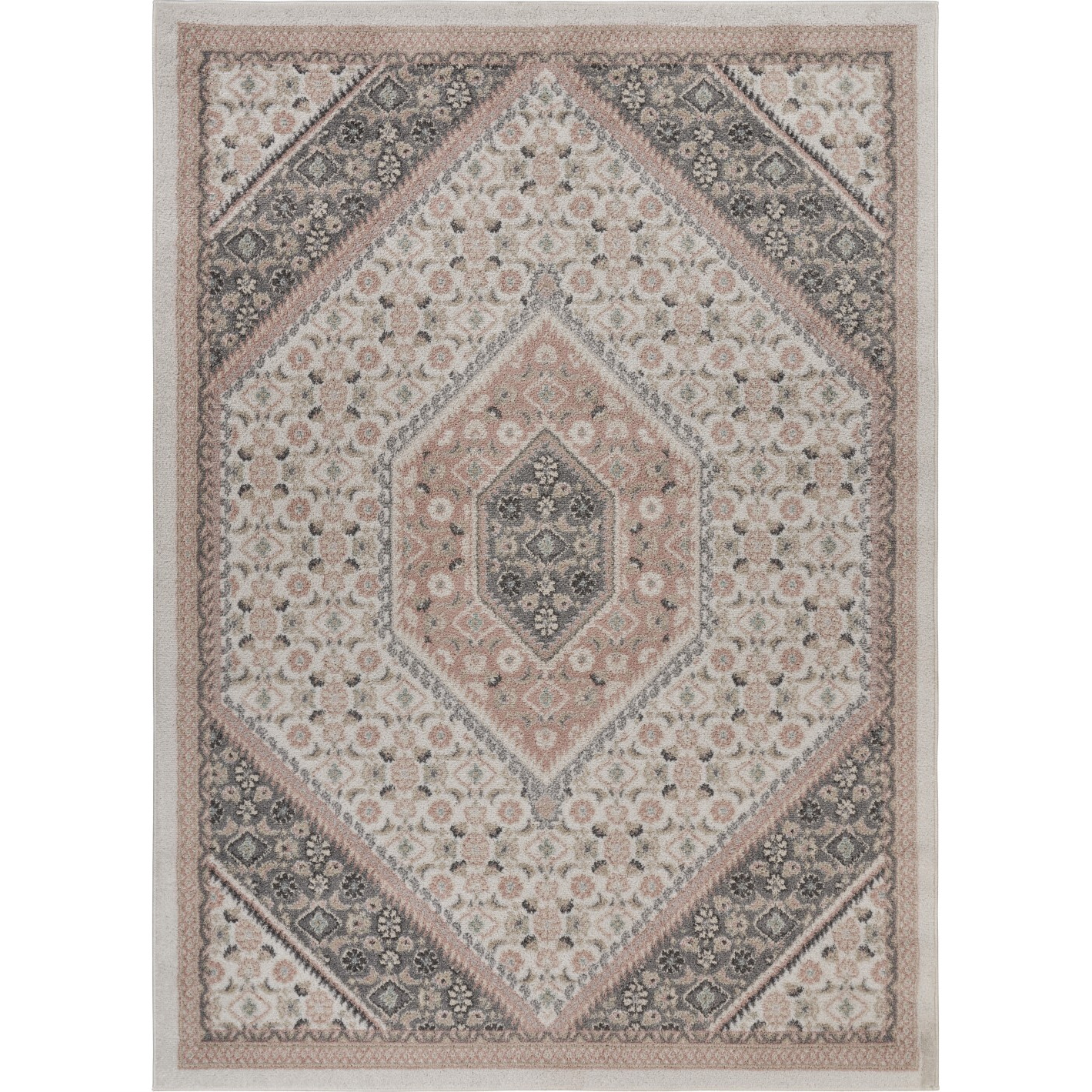 8 X 10 Gray And Blush Traditional Area Rug