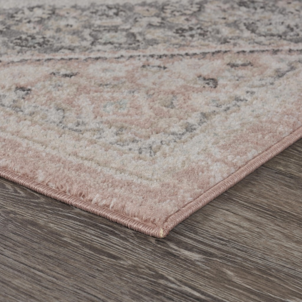 8 X 10 Gray And Soft Pink Traditional Area Rug