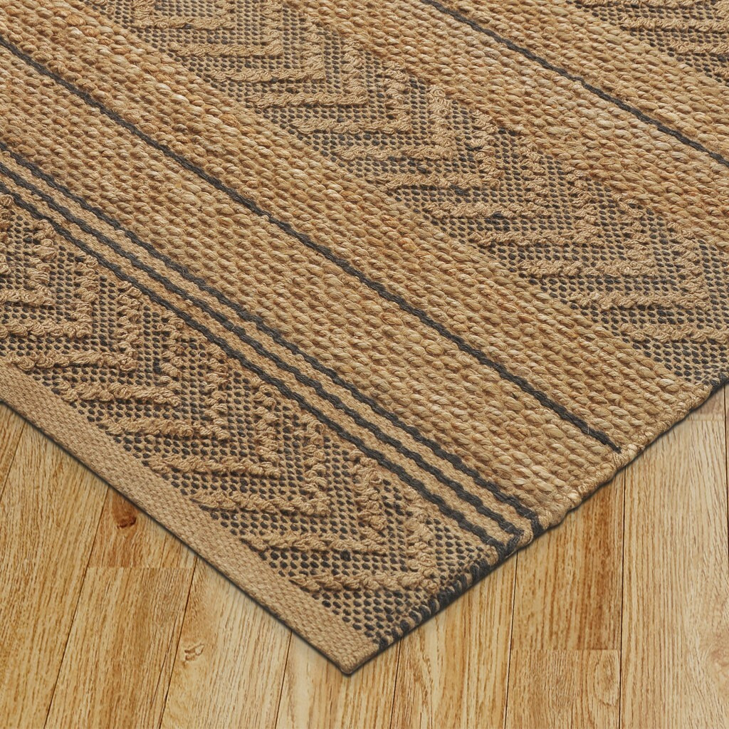8 X 10 Tan And Gray Bohemian Striped Area Rug