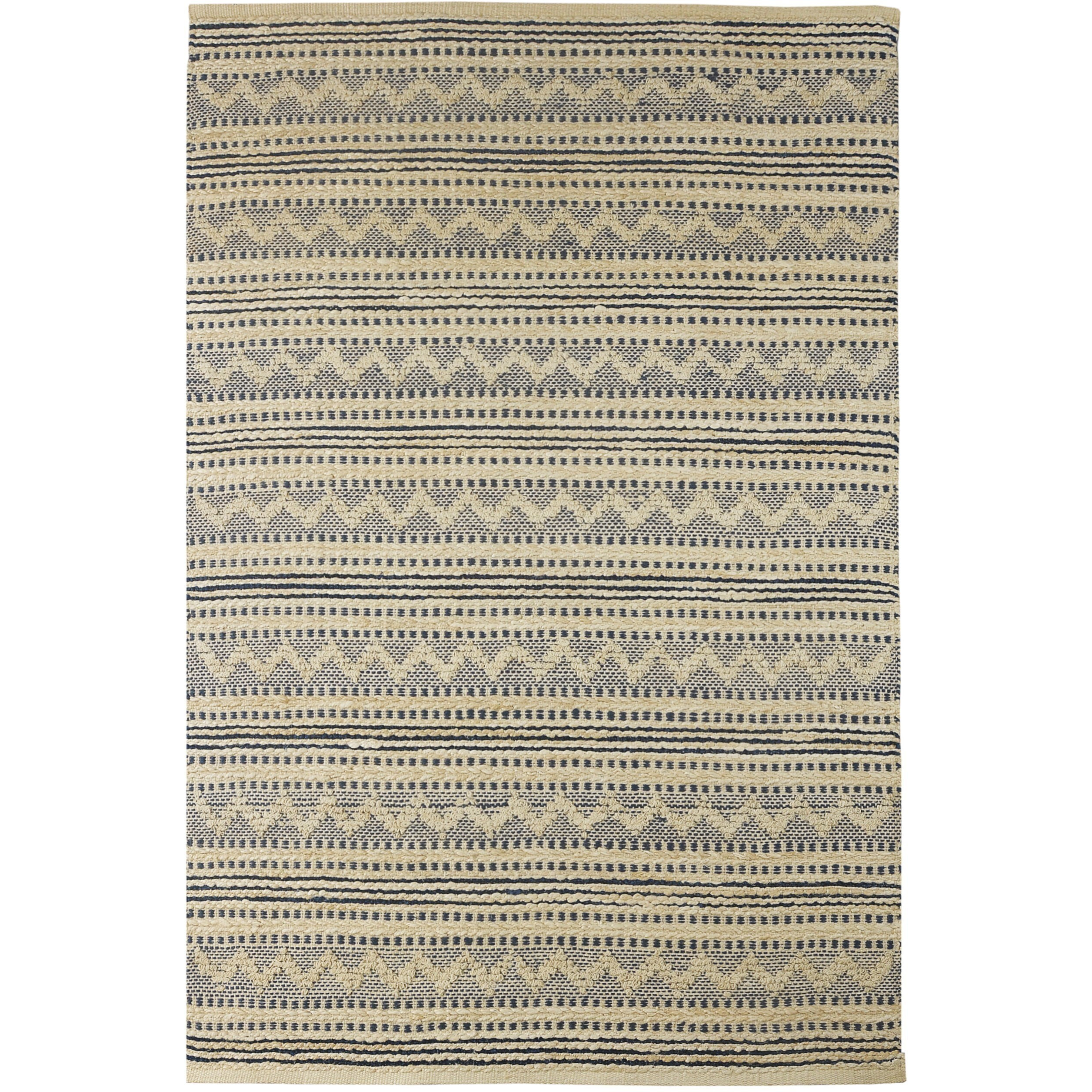 8 X 10 Blue And Beige Chevron Striped Area Rug