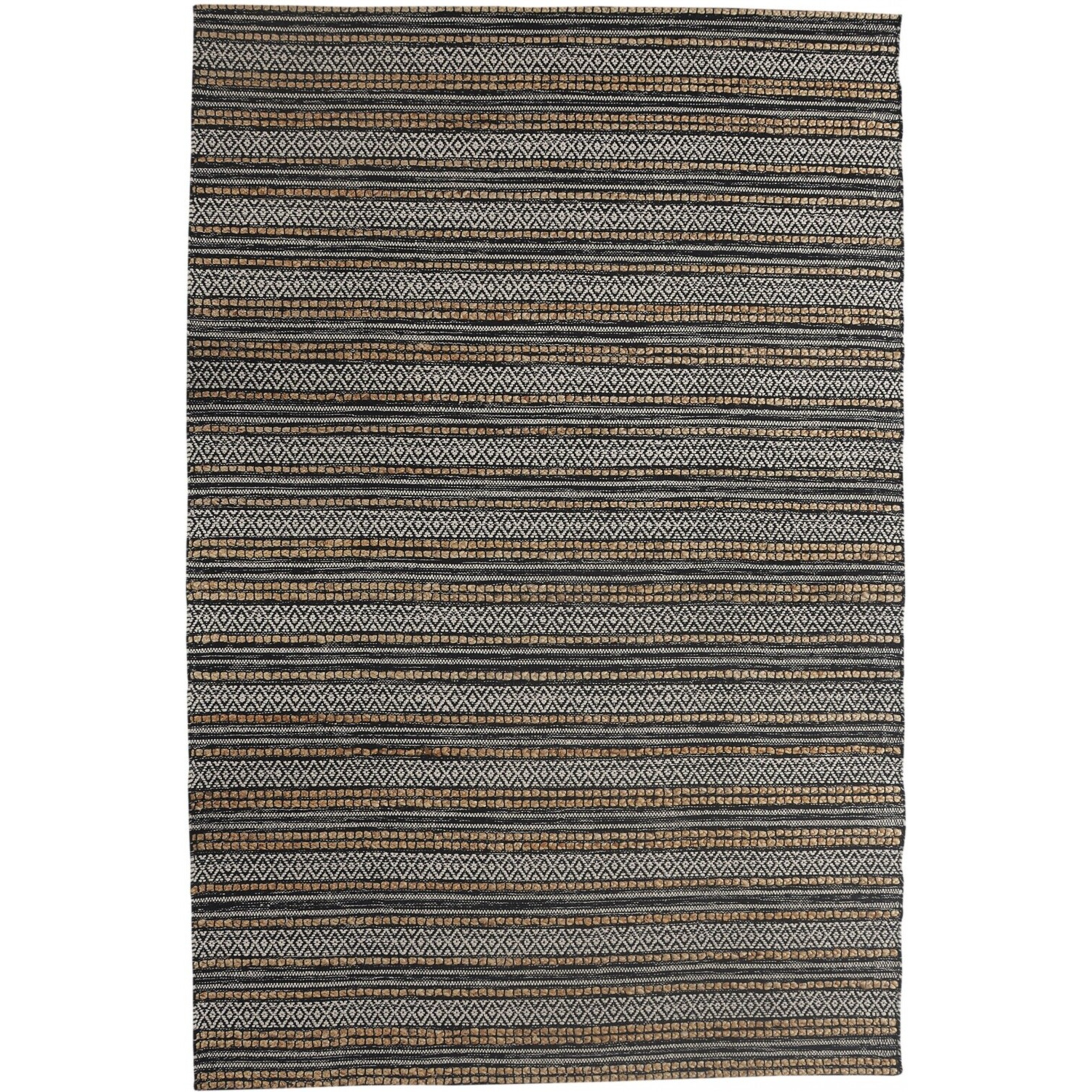 8 X 10 Black And Tan Decorative Striped Area Rug