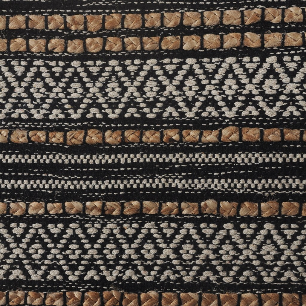 8 X 10 Black And Tan Decorative Striped Area Rug