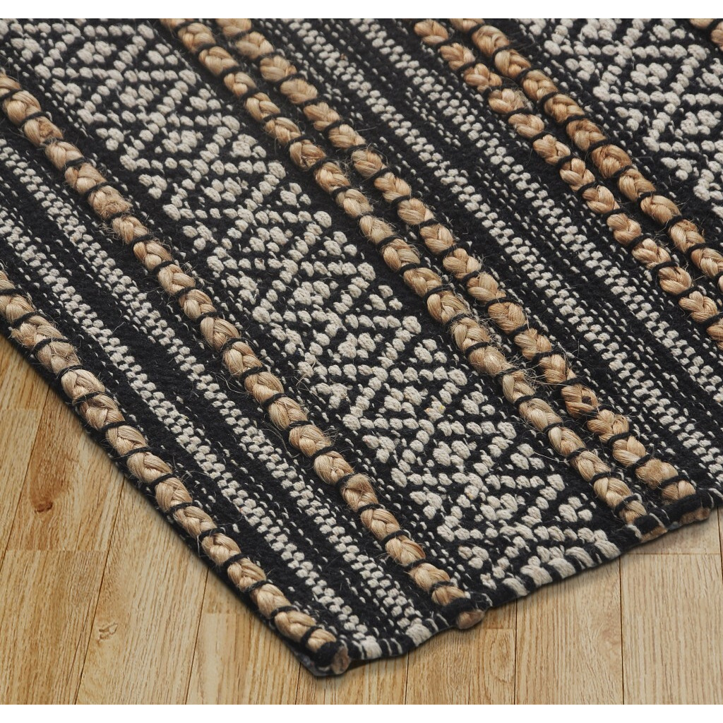 8 X 10 Black And Tan Decorative Striped Area Rug