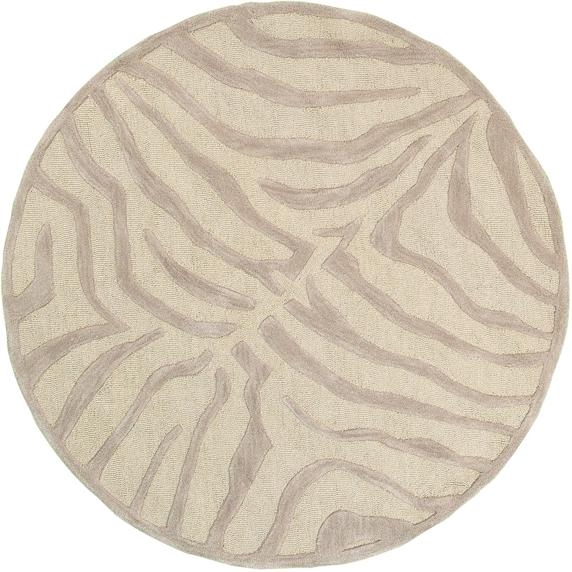 8 Round Taupe Zebra Pattern Area Rug
