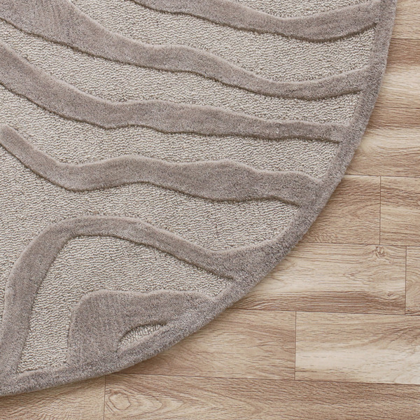 8 Round Taupe Zebra Pattern Area Rug