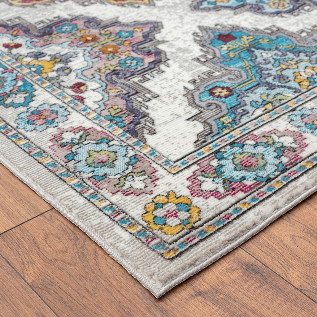5 X 8 Blue Traditional Floral Motifs Area Rug