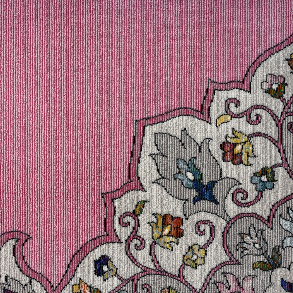 8 X 10 Pink Traditional Medallion Area Rug